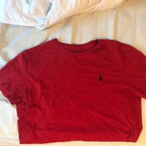 Men’s red polo shirt